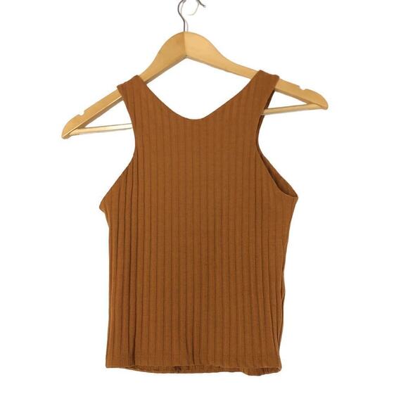Treasure & Bond Rib Cutaway Tank Top Sleeveless V-Neck Tan Adobe Brown NWT XXS - Picture 7 of 11